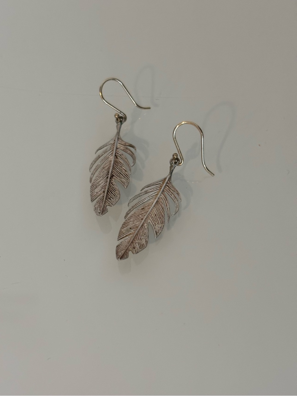 Silver Tone Feather Dangle Earrings | Boho Nature Inspired